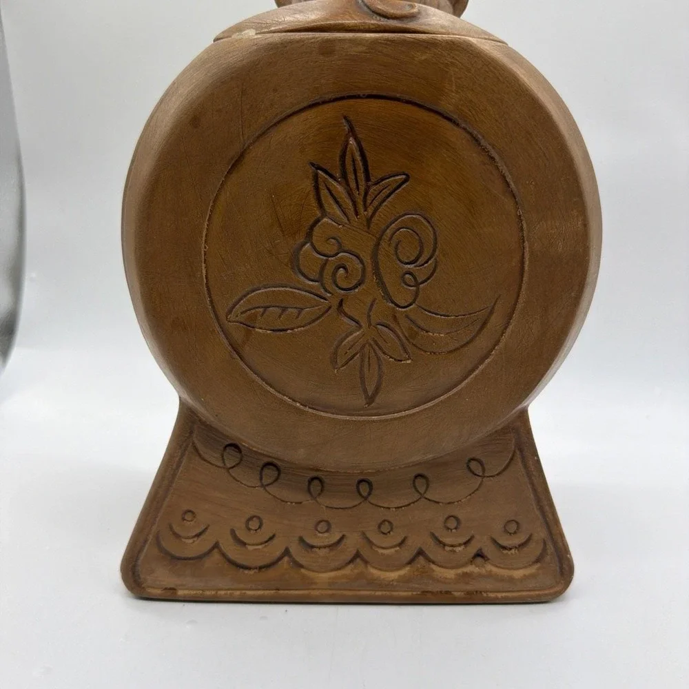 Vintage 1960 Brown Twin Winton Cookie Time Mouse Clock Ceramic Cookie Jar 14